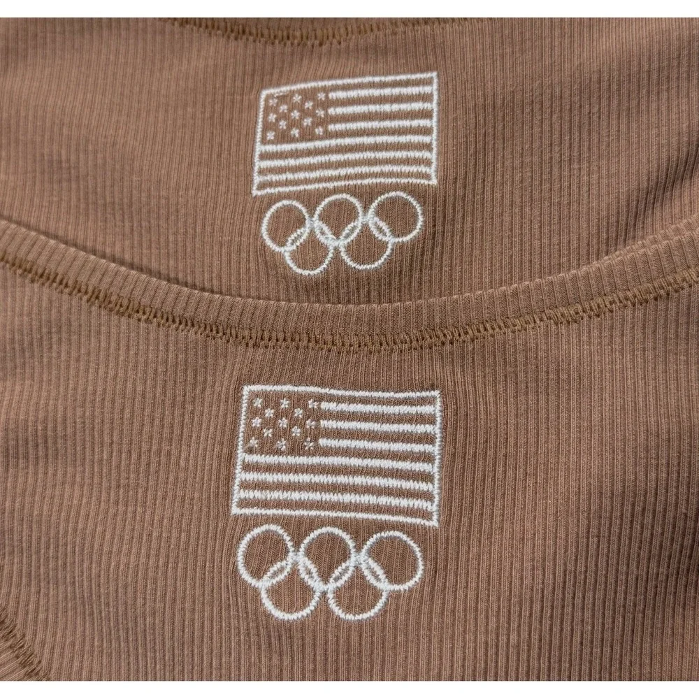 SKIMS Soft Lounge Rib Dipped Thong Team USA Lot of 2 Sienna Large‎